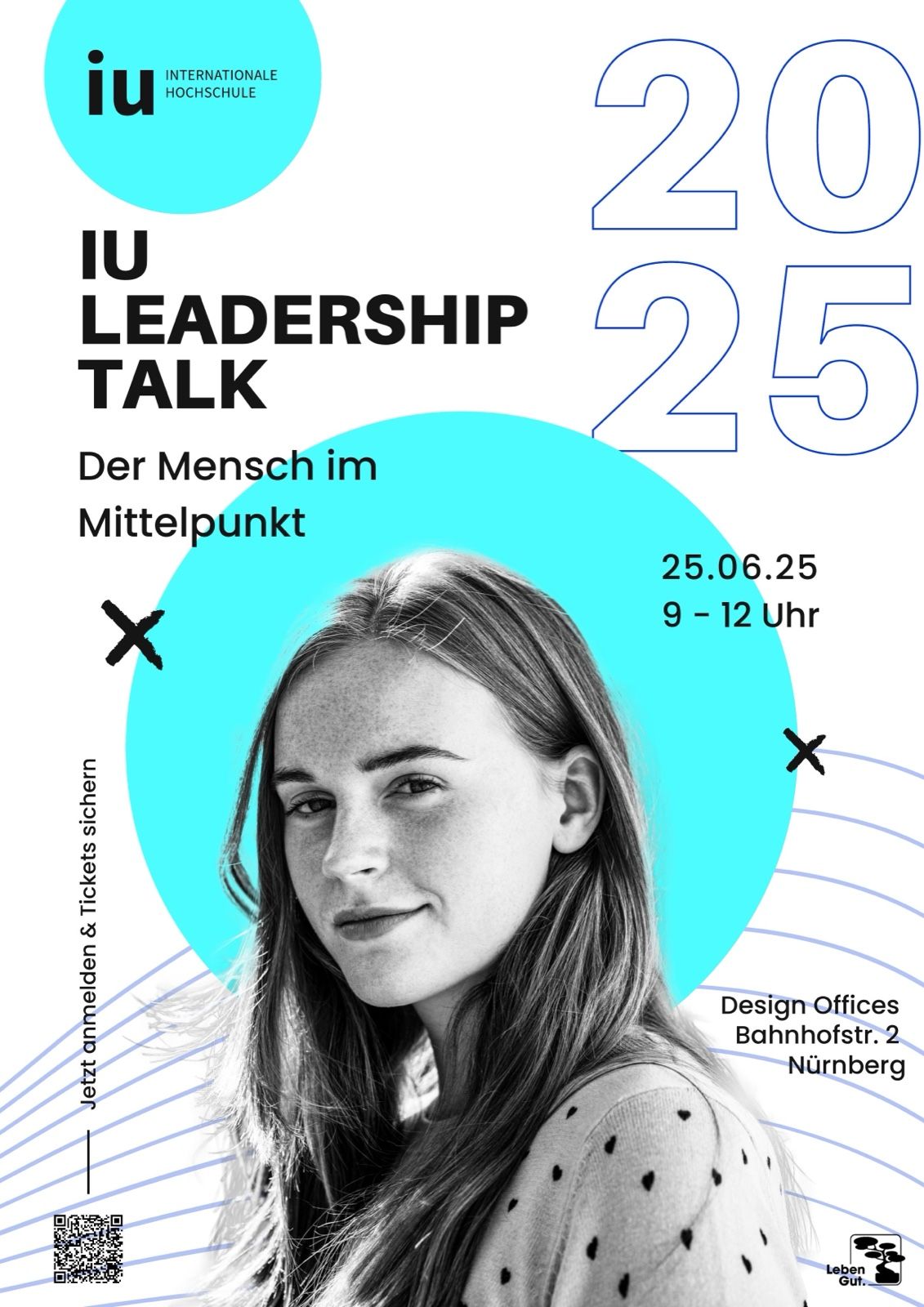Vorderseite der Einladung, IU Leadership Talk 2025, Der Mensch im Mittelpunkt