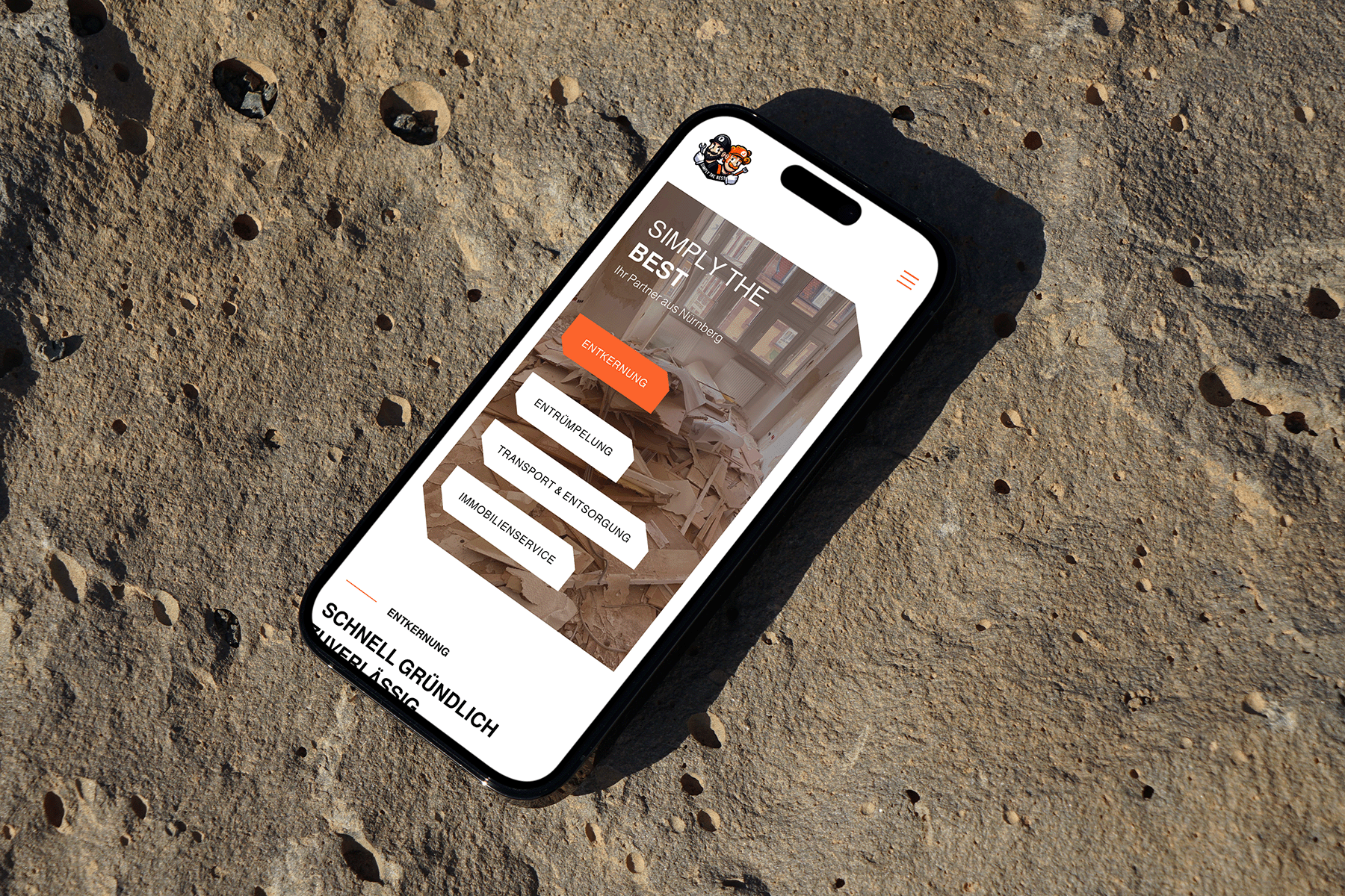 Simply the Best website in an iPhone mockup